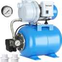 FOTING 1.5HP Shallow Well Pump with Pressure Tank, 1340GPH Irrigation Jet Pump, 115V Automatic Water Pumps Booster System 164FT for Garden Lawn Farm Home