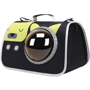 Printed Space Capsule Cat Bag, Large Capacity Crossbody Dog Bag, Universal Pet Bag for All Seasons (Black)