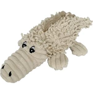 Pet Lou Durable Natural Nubby Plush Dog Toys with Squeaker and Crinkle Paper in Multi-Size (Natural Crocodile, 13 Inch)
