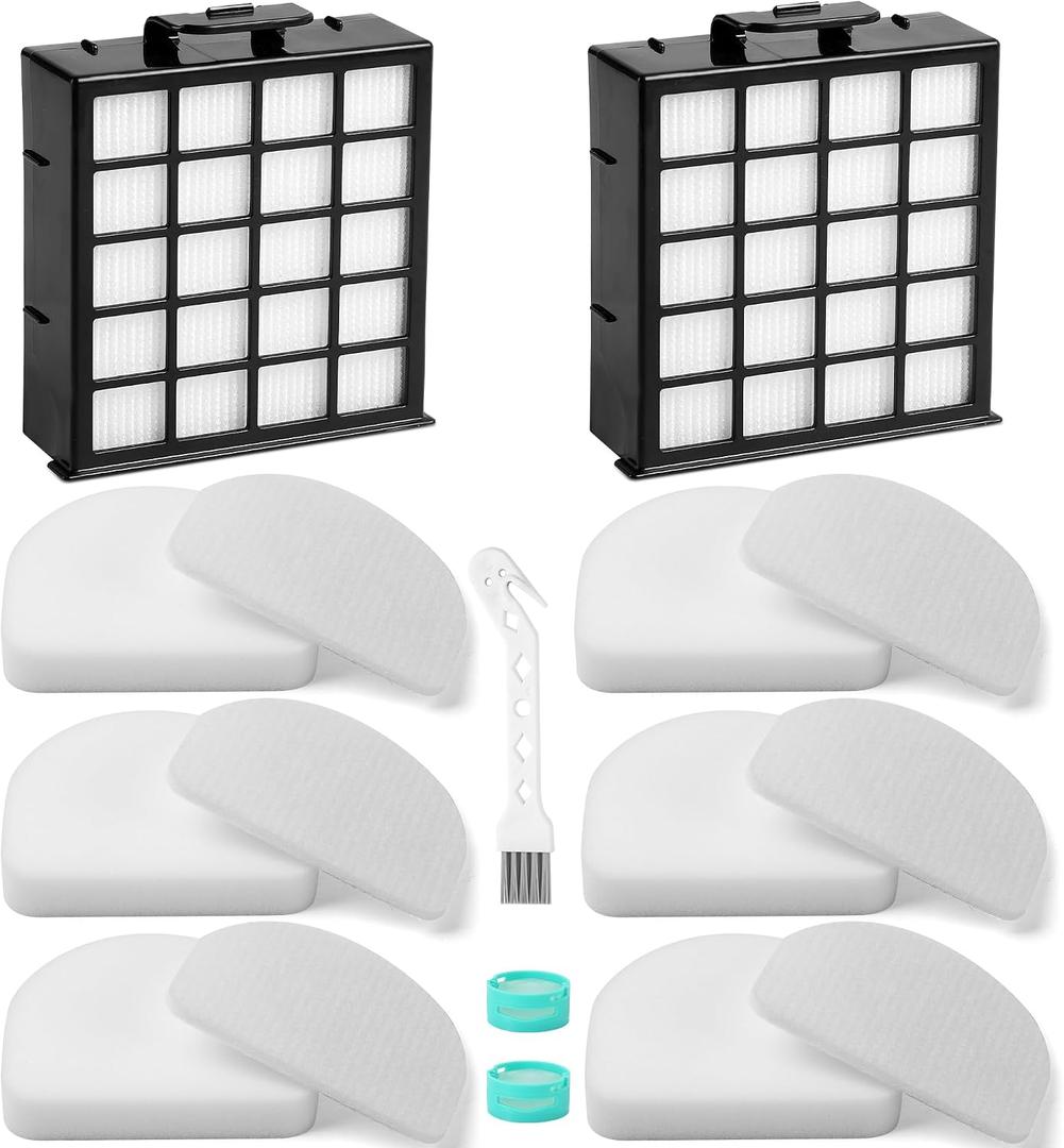 AZ4002 AZ4000 AZ4002W HEPA Filter Replacement Compatible with Shark POWERDETECT Upright Vacuum Cleaner and Shark Powered Lift-Away Heavy Duty Vacuum Suction, 6 Foam, 6 Felt, 2 HEPA, 2 Odor Cartridge