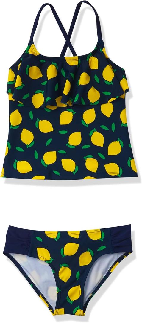 Kanu Surf Girls' Charlotte Flounce Tankini Beach Sport 2-piece Swimsuit 12 US