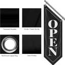 Double-Sided Open Flag with Pole Kit, 12"x35" Vertical Storefront Open Sign with Wall Mounted Hanging, Outdoor Vintage Open Banner for Shop, Cafe, Restaurant, Retail Store, Farm Stand Business