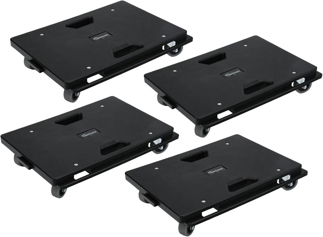 4 Pack Furniture Dolly Upgraded Dollies Connectable with 4 Wheels Small Flat Dolly Cart with 500 LBS Capacity for Heavy Appliance, Black