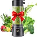 Cordless Personal Size Portable Blender - 12 Oz Blender for Smoothies and Shakes with BPA Free Traveling Juice Cup, 6 Blades for Powerful Blending, Suit for Sports/Travel/Home, Black