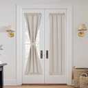 NICETOWN Linen Door Curtain for Windows, French Door Curtains for Privacy, 100% Blackout Window Covering for Bedroom Living Room (Oat, 30 inch x 72 inch Long, 1 Panel)