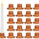 Glasseam Glass Tapered Candlestick Holders: 20Pcs Small Taper Candle Holders Bulk Amber Candle Stick Holder Decor Short for Table Centerpiece Thanksgiving Fall Dining Party Decor Christmas