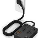 Power Strip Surge Protector with 20W USB C Ports,6Ft Flat Plug Extension Cord Wall Mount 4 Outlets Extender,Fast USB Charging Station 1080J (Black) (black)