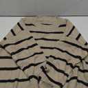 GORGLITTER Women's Striped Drop Shoulder Sweater Oversized Crew Neck Knit Sweaters Pullover Top L