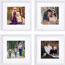 White Picture Frame Set, Square Photo Frame With Mat Display Pictures 8x8 or 12x12 Without Mat, PVC Glass, for Wall Home Office Decor