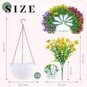 Der Rose 2 Pack Artificial Hanging Flowers Basket for Faux Plants Outdoor Spring Summer Decoration UV Resistant Fake Flowers for Patio Balcony Farmhouse Decor