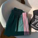 MakeMeChic Women's Striped Summer Shorts Workout Running Shorts Mini Micro Sweat Track Shorts Gym Athletic Wear (Green, M)