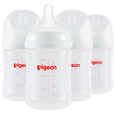 Pigeon PP Nursing Bottle Wide Neck, Anti-Colic, Streamlined Body, Natural Feel, Easy to Clean, 5 Oz (Pack of 4), Includes 4pcs SS Nipples (0m+)