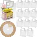 12 pcs 7 * 4 * 8 inches PVC Clear Gift Bag with Handle for Bridal Party Baby Shower Wedding Birthday