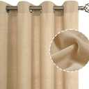 LAMIT Natural Linen Curtains 72 inches Long for Bedroom, Grommet Thick Linen Textured Privacy Drapes Light Filtering Burlap Curtains for Farmhouse/Living Room, Set of 2 Panels, Tan, 52 x 72 Inch