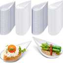 Tessco 200 Pcs 4" Tear Drop Appetizer Spoons Mini Appetizer Plates Reusable Tasting Spoons Plates Catering Supplies Disposable for Serving Small Desserts Cakes Bowls(White, Clear)