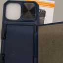 ATATOO for iPhone 16 Case with Card Holder (Store 3-5 Cards) & Slide Camera Cover & RFID Blocking, Military Grade Protection, Rugged Silicone Wallet Case for iPhone 16 6.1", Blue