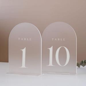 JINMURY Frosted Arch Table Numbers for Wedding Reception, 10 Pack 5x7" Frosted Arch Acrylic Signs with Holder Acrylic Table Numbers 1-10, Perfect for Centerpiece Wedding Reception