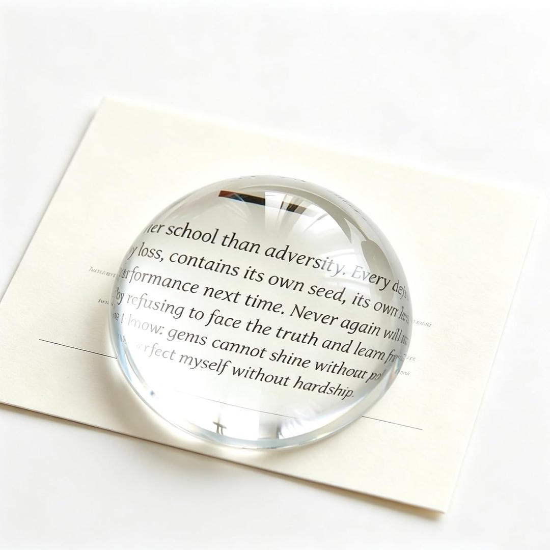 6X Crystal Dome Magnifier Paperweights, 3.8" Glass Paperweight