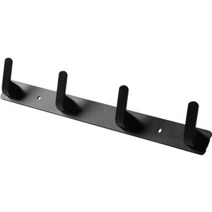4 Hooks Matte Black Bathroom Towel Hooks Mounted Wall Adhesive Heavy Duty Farmhouse Bath Coat Stick on Rack Hat Wall Hook Sticky Black Kitchen Robe Rack Coat Hook Black 4 Hooks Rack Towel for Bathroom (13.19*1.18*1.38 inch4hooks)