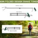60" Snake Tongs Collapsible Grabber, Professional Reptile Snake Catcher Wide Jaw Handling Tool, Stainless Steel Snake Hook