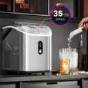 Kismile Nugget Ice Makers Countertop,35Lbs/24H,Portable Sonic Ice Machine with Self-Cleaning,One-Click Operation for Home/Office(Stainless Steels Silver)