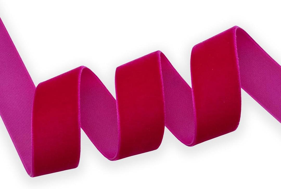 Rose Pink Velvet Ribbon 7/8 Inch Single Face Nylon for Gift Wrapping, Hair Bows, Choker, Wedding Decorations, Cafts, Bouquet - 25 Yards