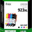(No Chip) 923 Ink Cartridges Replacement for HP 8135e Ink/HP Office Jet pro 8130e Ink cartridges 8138e 8139e OfficeJet 8120 8122e 8123 Printers Without Chip (Black/Cyan/Yellow/Magenta)