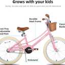 JOYSTAR 20 inch Kids Bike for 7-10 Years Girls, 20inch Girls Bike with Training Wheels, Basket & Kickstand, Kids' Bicycle Pink