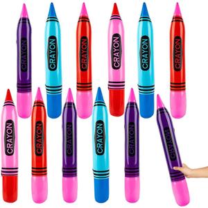 ArtCreativity Crayon Inflates,12 pcs, 22 inches Inflatable Crayons in Vibrant Colors, Decorations for Art Themed Parties, Crayon Balloons, Fun Pretend Play Accessories, Easter Basket Stuffer, 4 Colors