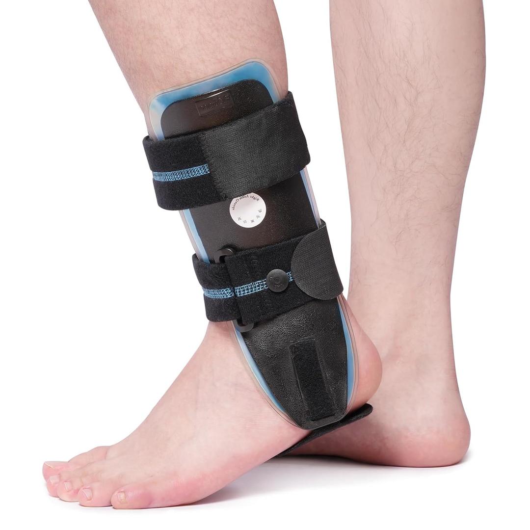 Velpeau Air Gel Foam Ankle Stabilizer Support Brace for Sprained Ankle, Ligament Injury, Tendonitis, Adjustable Rigid Stirrup Ankle Splint for Women and Men (Gel Version, Large, Left Foot) (Large (Pack of 1), Gel Version- Left Foot)
