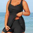 Aqua Eve Plus Size Swim Dress - Two Piece Tankini Tummy Control Bathing Suit with Shorts 2025 Swimsuit Black 16W