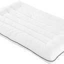HOMBYS Ultra Thin Flat Bed Pillow for Stomach and Back Sleepers,King Size Down Alternative Cervical Pillow for Neck Pain, 100% Cotton Shell, White,2.5 inch