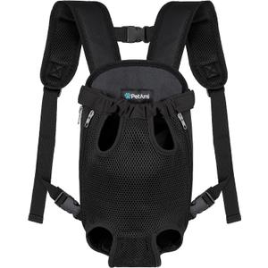 PetAmi Dog Carrier Backpack, Adjustable Dog Pet Cat Front Carrier Backpack | Ventilated Dog Chest Carrier for Hiking Camping Travel, Sling Bag for Small Medium Dog Cat Puppies, Medium, 9-13 lbs, Black
