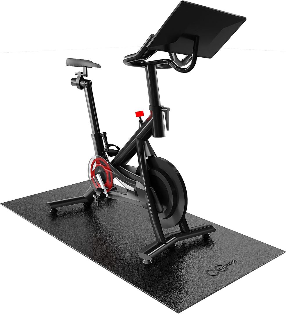 Cycleclub Bike Mat Compatible with Peloton Bike, Elliptical, Treadmill Mat, 6mm Thick, Under Exercise Bike Trainer Pad for Indoor Stationary Spin Bike Gym Equipment Hardwood Floor Carpet Protector