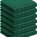 Homaxy 100% Cotton Terry Kitchen Towels(Dark Green, 13 x 28 inches), Checkered Designed, Soft and Super Absorbent Dish Towels, 6 Pack