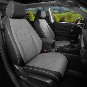 Custom Seat Covers for Honda CRV Faux Leather 2023-2026 Black Grey | custom fit, waterproof, stain/scratch resistant, airbag compatible, easy-to-clean, easy install, durable, 5 seats