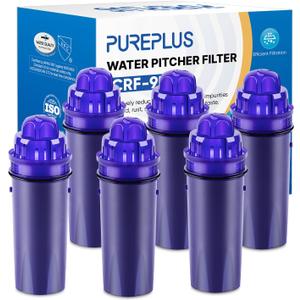 PUREPLUS CRF950Z Pitcher Water Filter Replacement for Pur PPF900Z, PPF951K, PPT700W, CR-1100C, DS-1800Z, CR-6000C, PPT711W, PPT711, PPT710W, PPT111W, PPT111R and All PUR Pitchers and Dispensers, 6PACK