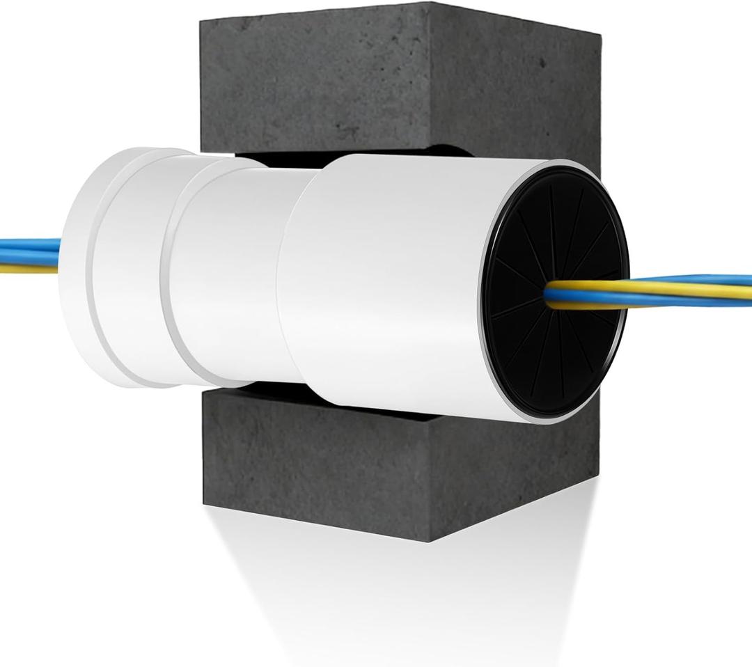 3" ID Cable Pass Through Wall Port Fits 4.9" - 7" Wall Thickness Provides White Solid Channel Pass Cables from One Side of Barrier to The Other for Home Office Indoor Use