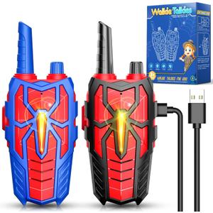 Rechargeable Walkie Talkies for Kids : Christmas Toys Gifts for Boys Ages 3 4 5 6 7 8 9 10 Kids Walkie Talkies 2 Pack Outdoor Hiking Toy for 5-7 Year Old Boy Birthday Gift for Boys Stocking Stuffers