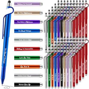 Sayglossy 100 Pcs Inspirational Pens Bulk Motivational Ballpoint Pen with Writing Touch Screen and Mobile Phone Stand 3-in-1 for Office School Supplies Inspirational Gifts (Multicolor)