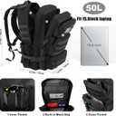 50L Military Tactical Backpack Large Day Backpack for Men Molle Army 3 Days Assault Pack Bug Out Bag Water Resistant and Heavy Duty Hiking Treeking Rucksack - Black