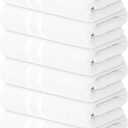 Basic Medium Bath Towels 24x48 Inches  Pack of 6  White Color  Soft and Absorbent Multipurpose Cotton Towels for Bathroom, Spa, Gym, Salon, Hotel, Clinics and Everyday Use