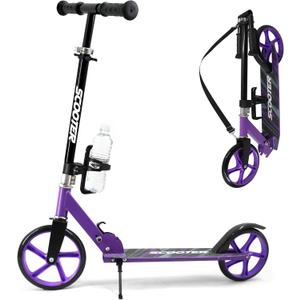 Scooter for Kids Ages 6+, Teens & Adults, Max Load 240 LBS, Foldable Kick Scooter with 8-inch Big Wheels, Kickstand, 3 Adjustable Levels, Rear Brake,