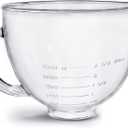 Tilt-Head Stand Mixer Glass Bowl, 5 QT,Compatible with Kitchenaid Artisan 5KSM125, 5KSM150, 5KSM175, 5KSM7580, KSM150, RRK150,K45, K45SS, KSM75, KSM90, KSM95,Classic without Lid