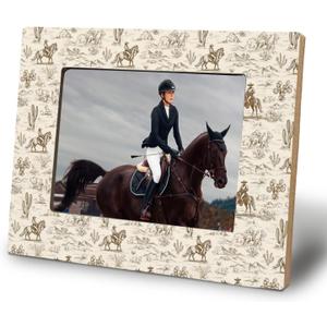 WHCHJ Vintage Western 5x7 Picture Frame, Western Home Room Decor, Country Rodeo Cowboy Photo Frame, Rustic Southwestern Desert Cactus Wood Frames for Wall or Tabletop Display