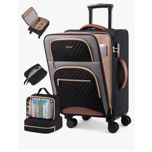 LOVEVOOK Carry on Luggage 22x14x9 Airline Approved, Large Waterproof Carry on Suitcase with 3 Packing Cubes,Lightweight Softside Underseat Travel Luggage with 360° Wheels,Laptop Compartment,TSA Lock