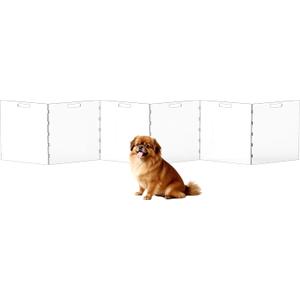 Clear Acrylic Dog Gate, Freestanding Pet Gate for Doorways Indoor, Foldable Acrylic Dog Playpen No Drilling (Clear, 6-Panel)