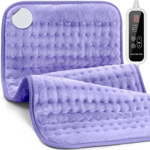Heating Pad for Back Pain Relief - 33"x17" Extra Large Electric Heat Pad,6 Heat Settings &4 Auto Off, Machine Washable,Overheat Protection,for Shoulders,Neck,Period Cramps,Gifts for Women Mom [Purple]