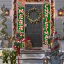 2 x Peppermint Christmas 71" x 12" Merry Christmas Porch Banner, Candy Welcome Sign, Indoor Outdoor Holiday Decorations