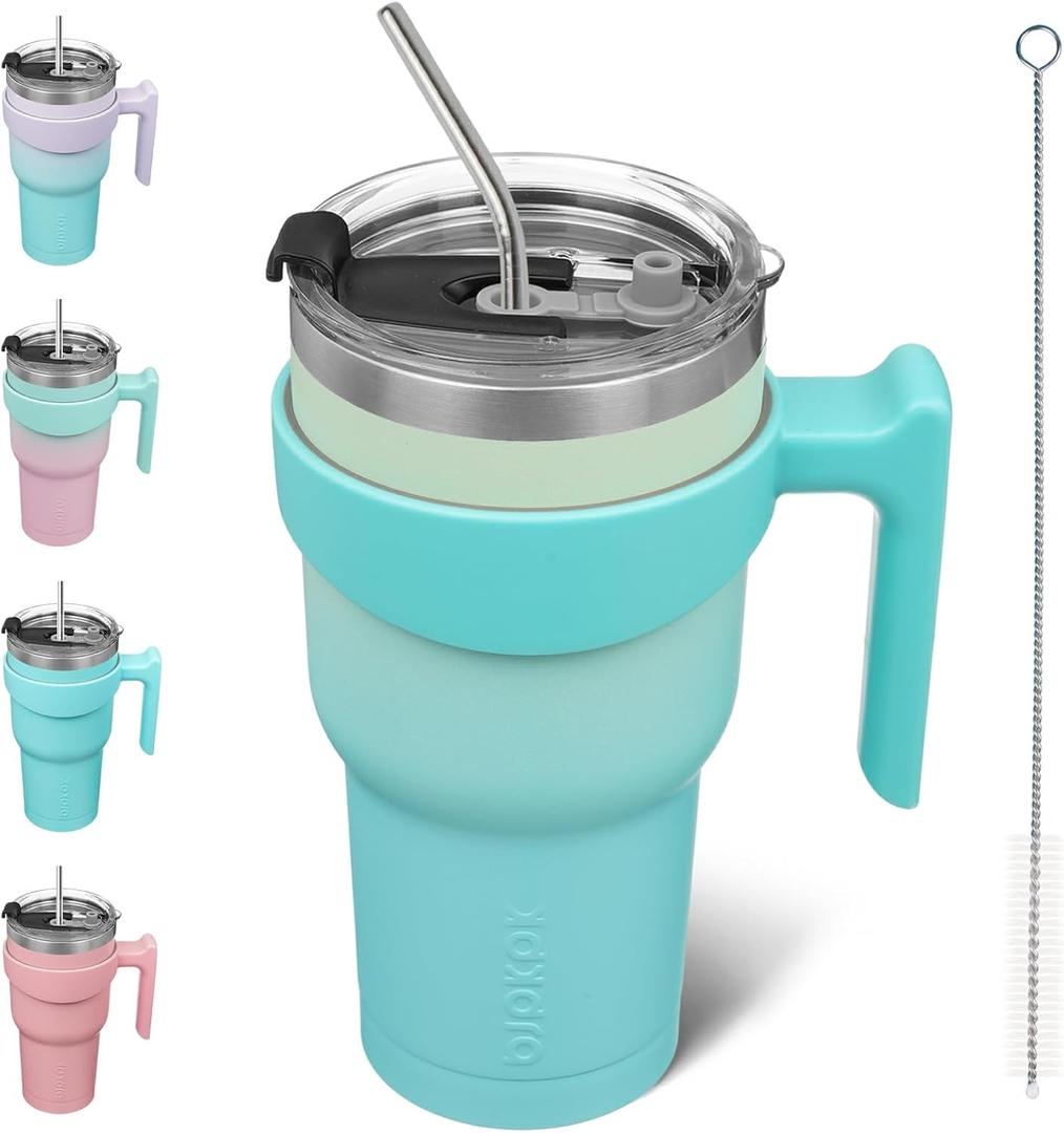 BJPKPK 30 oz Tumbler With Handle And Straw Lid Stainless Steel Travel Coffee Insulated Tumbler Cups,Mint BJPKPK 30 oz Tumbler With Handle And Straw Lid Stainless Steel Travel Coffee Insulated Tumbler Cups,Mint